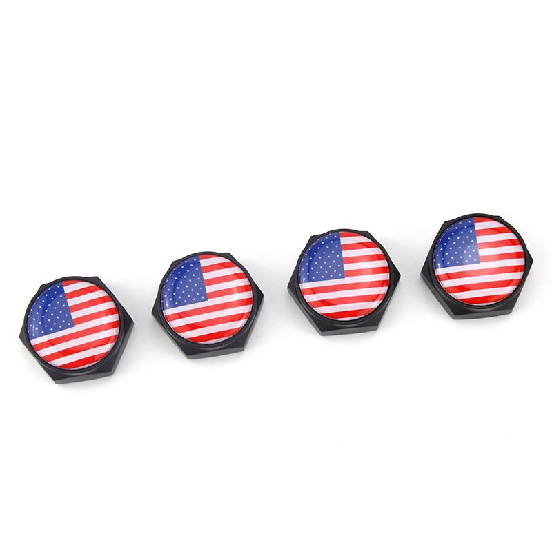 4Pcs USA Italy Germany British Flag Metal Screws License Plate Bolts For VW BM Aud Car Accessories