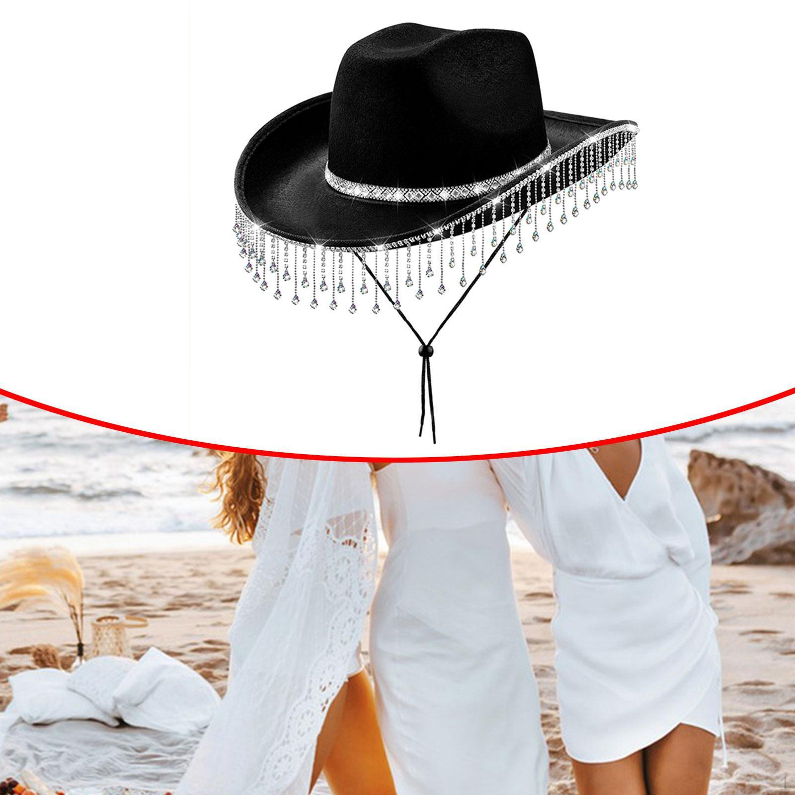 

Ковбойская шляпа для женщин и взрослых, с бахромой из стразов, оригинальная для свадебных вечеринок