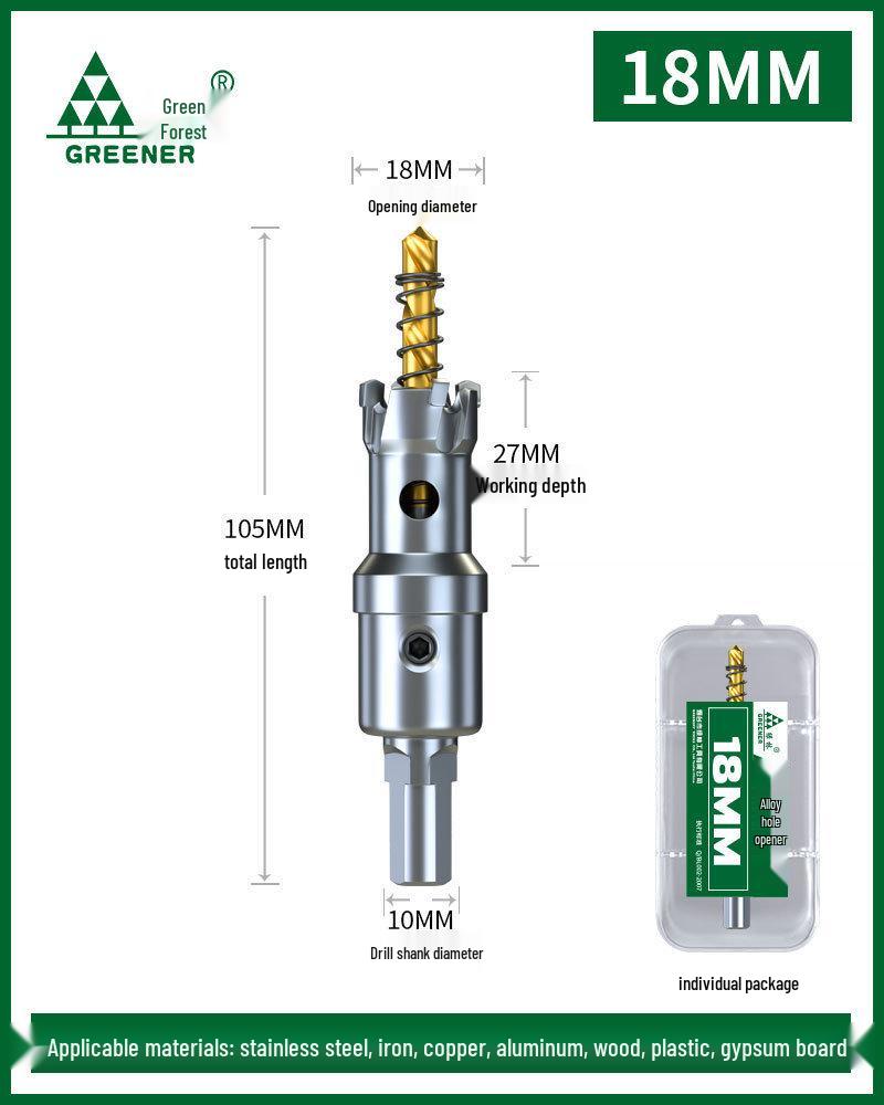 Green Forest Stainless Steel Hole Saw for Metal, Wood, and Aluminum Drilling