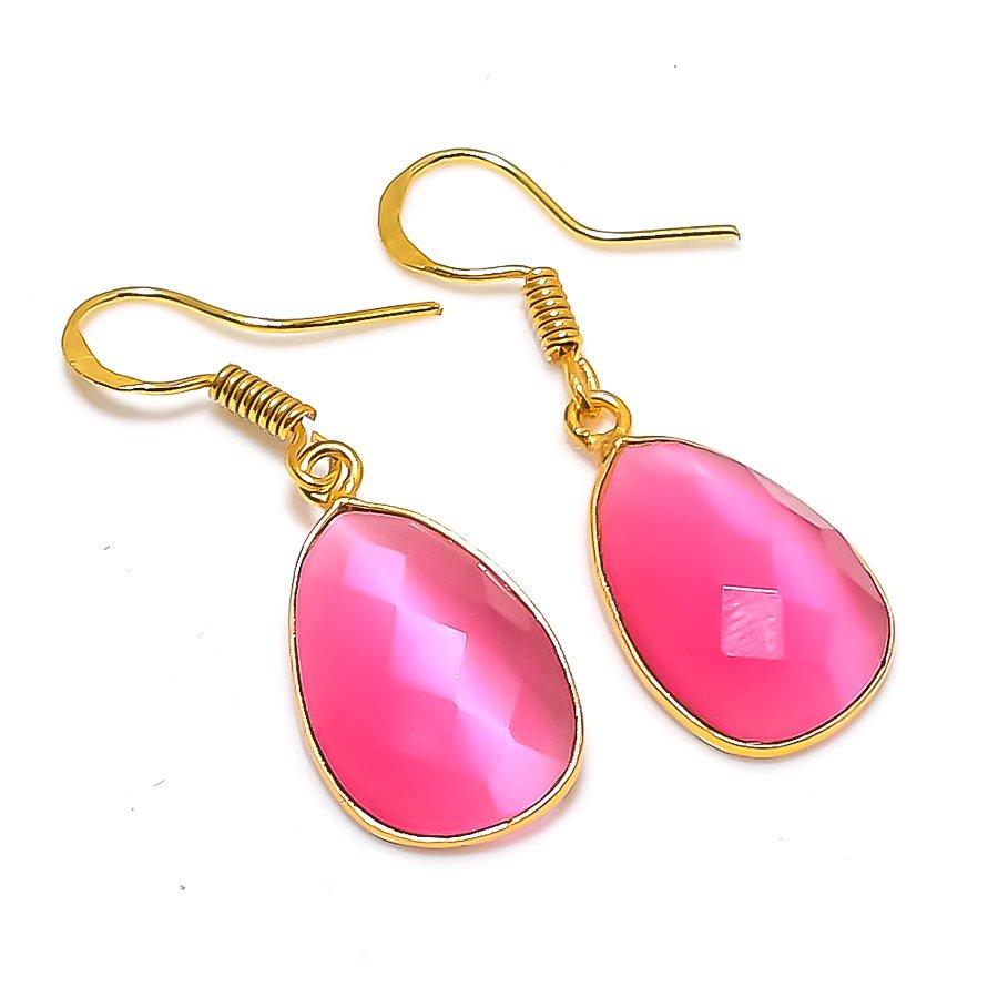 Monalisa Stone Gemstone 925 Solid Sterling Silver Jewelry Earring 1.42" GK-5794