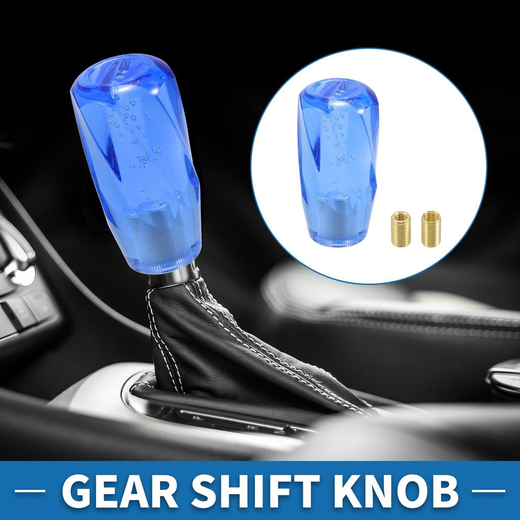 A ABSOPRO Universal Shift Knob 10cm Stick Shifter Lever Knob with 2 Adapters for Auto and Manual Vehicles Acrylic Blue