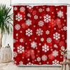Red Christmas Shower Curtains,Winter Snowflake Xmas Green Pine Trees Branches Snow Scene Happy New Year Waterproof Fabric