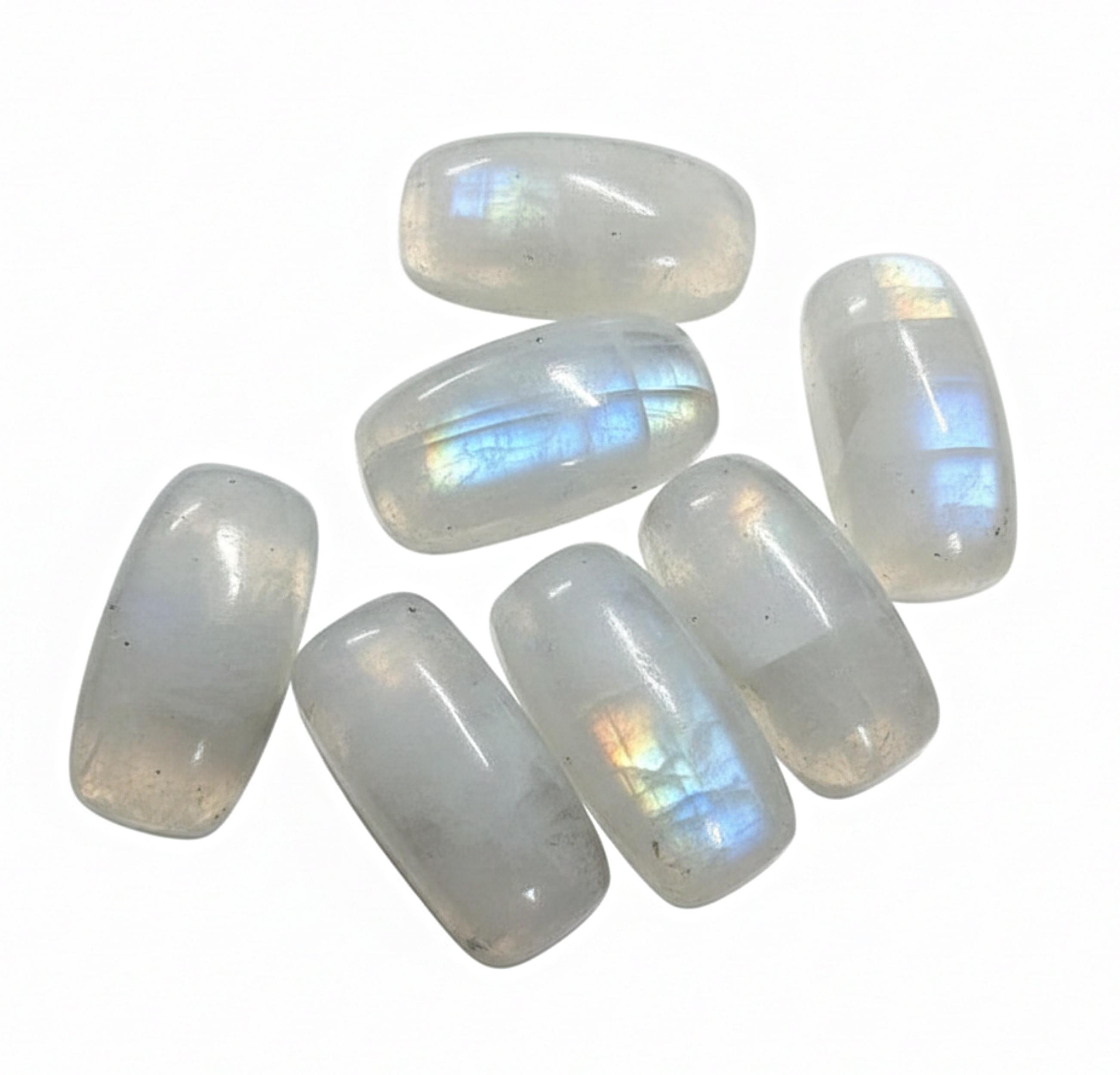

A-Grade Rainbow Moonstone Gemstone - Rectangle Cushion Shape Cabochons 5x10mm белый