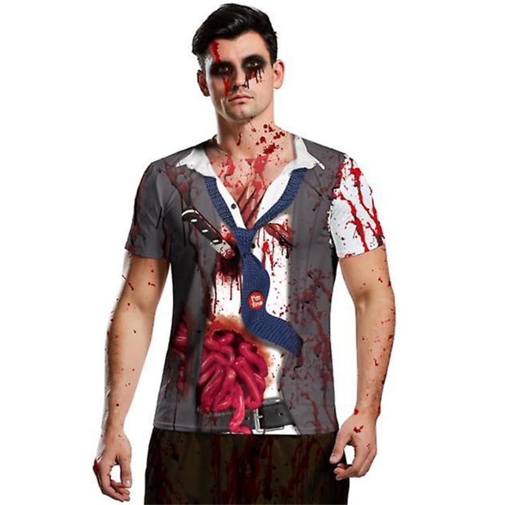 New Halloween Skeleton 3D Graphic T Shirts For Men Women Harajuku Round Neck Tees Tops Clothing Skull Halloween Costume T-shirt