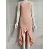 Women's Summer Cross U Neck Dress Bohemian Flowy Long Maxi Dresses, Pink, 2XL