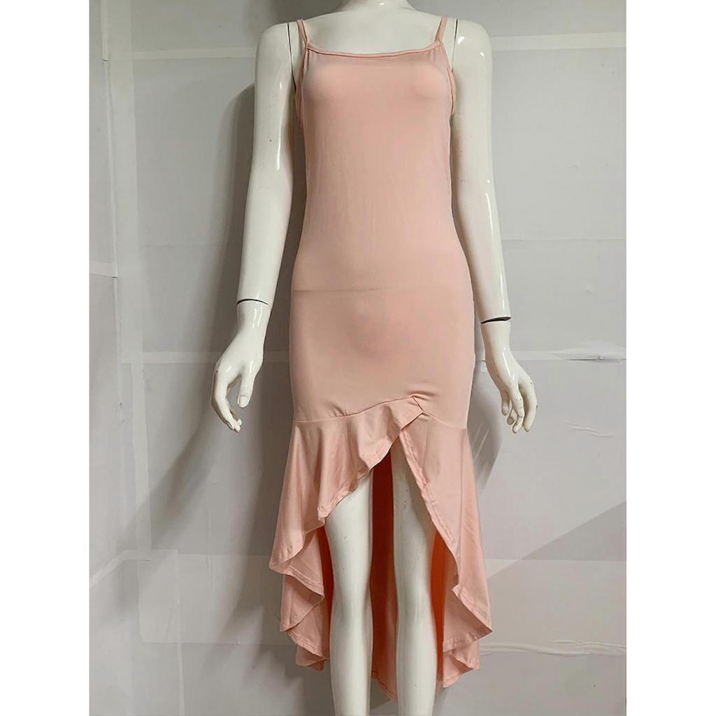 Women's Summer Cross U Neck Dress Bohemian Flowy Long Maxi Dresses, Pink, 2XL