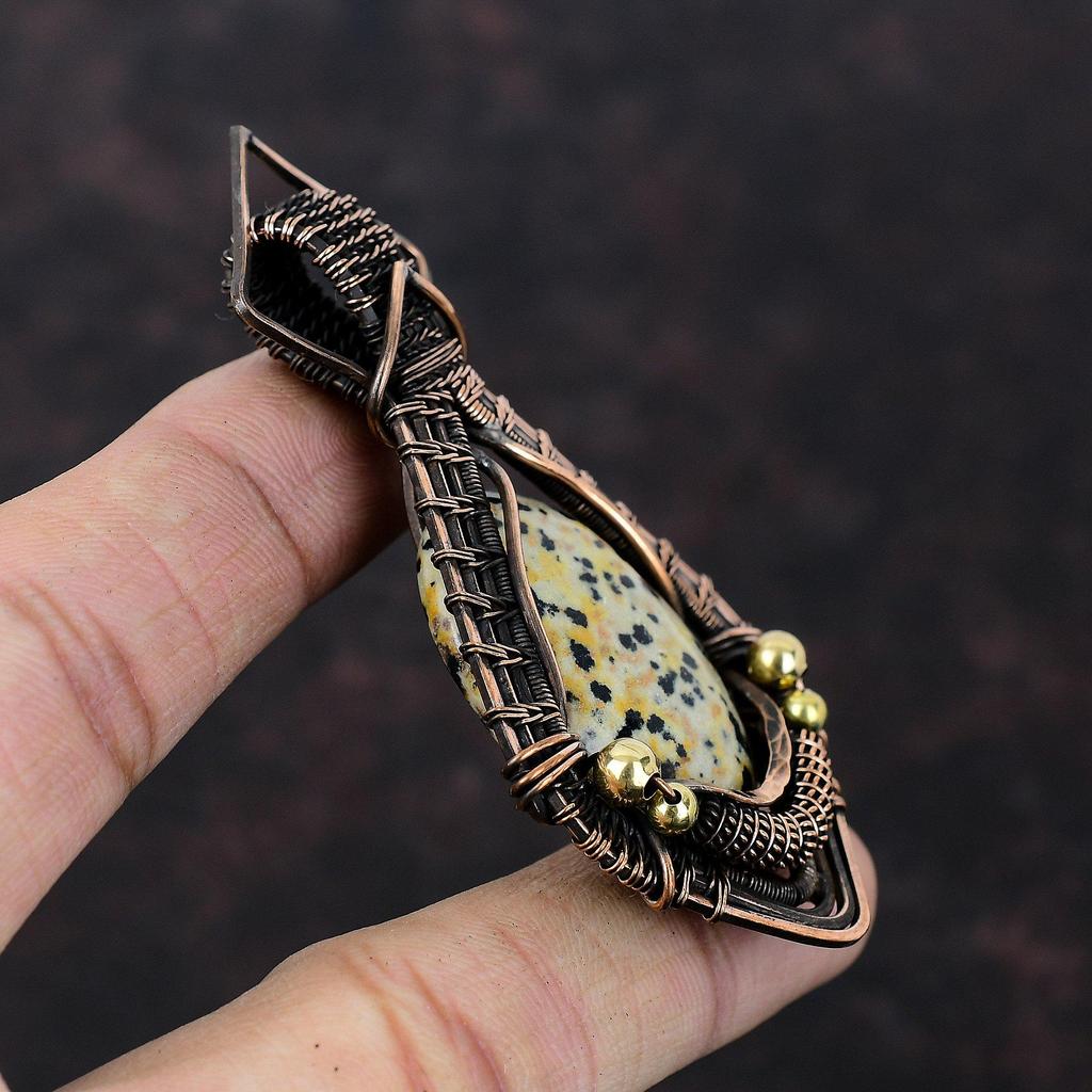 Dalmatian Jasper Pendant Copper Wire Wrapped Pendant Natural Gemstone Pendant Handmade Wire Wrap Jewelry Gift For Him Amazing Copper Jewelry