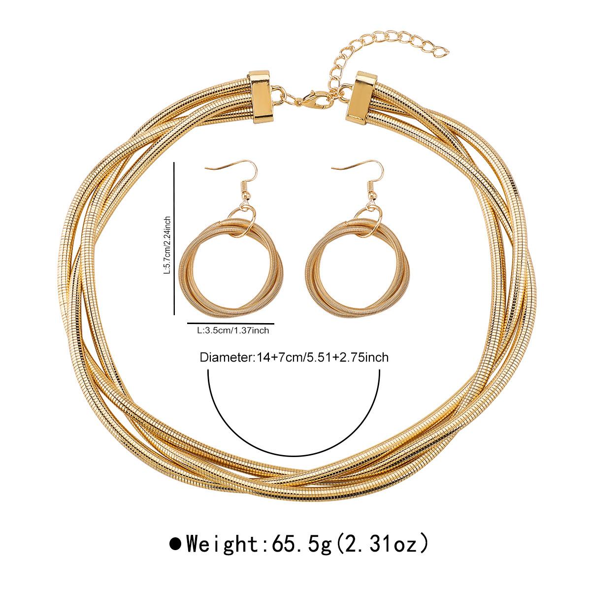 

Tooxika Преувеличенное Персонализированное Змеиная Кость Многослойное Тройное Перекрученное Кольцо Застежка Панк Металлический Комплект Ожерелья и Серег