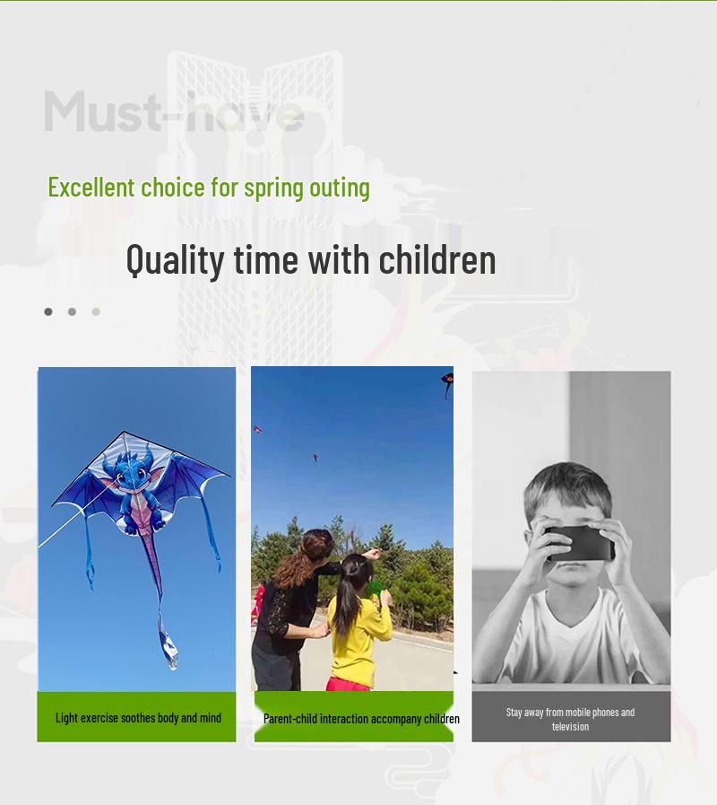 Blue Dragon Kite: 2026 Triangular Long-Tailed Model for Adults & Children