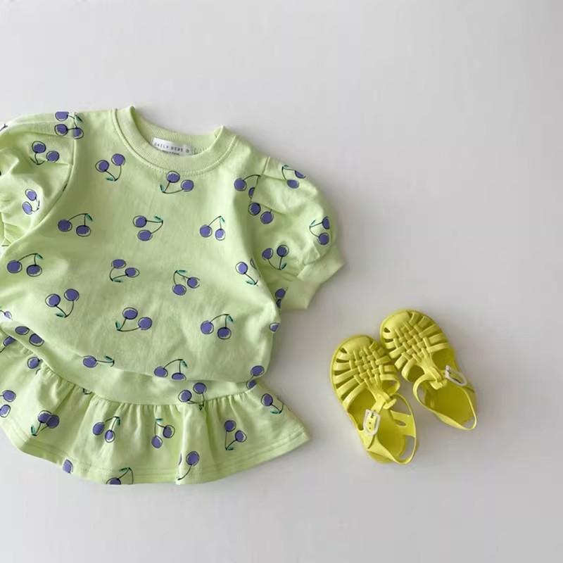 Summer Baby Girl Outfit Short Sleeve Top And Skirt Set Cute Toddler Two Piece Clothes For Infant Girls