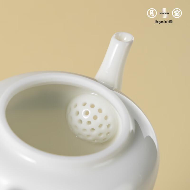 Yueji Kiln Wood-Fired White Porcelain Landscape Teapot