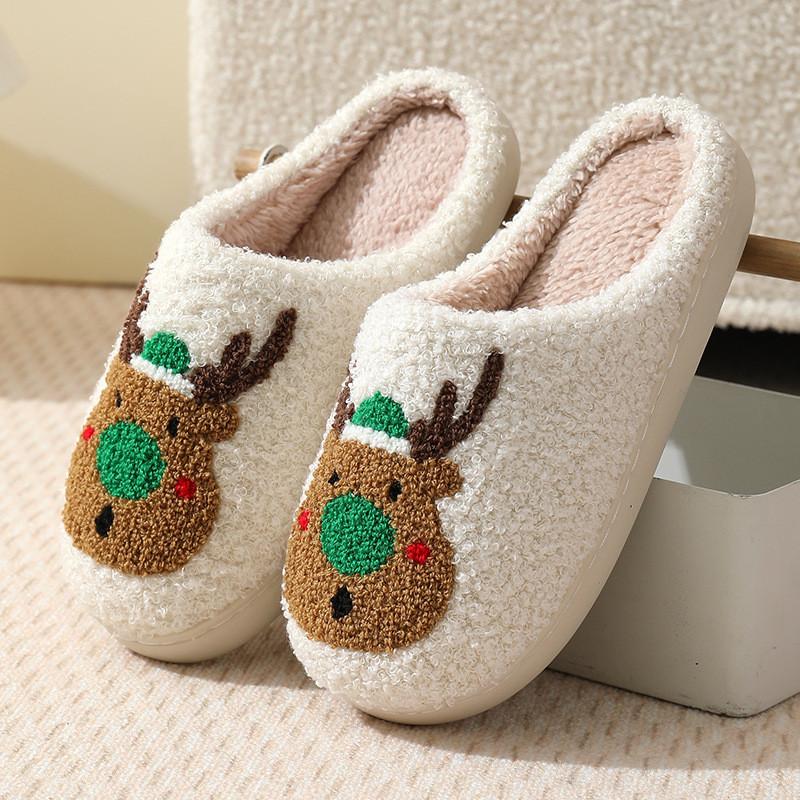 Cozy Plush Cotton Slippers For Women Warm Indoor Winter Footwear Perfect For Christmas And Halloween