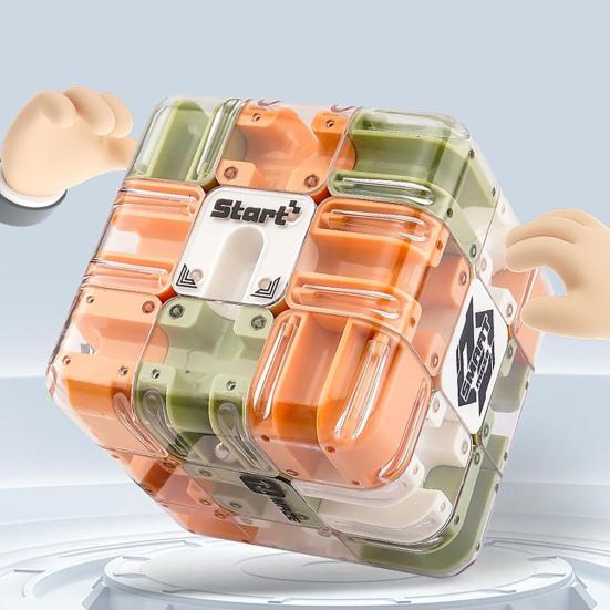 2Pcs Rolling Ball Maze Cube Kids Brain Teaser 3D Puzzle Maze Cube Toddlers Stress Relief Logical Thinking Training Bead Maze Educational Toy