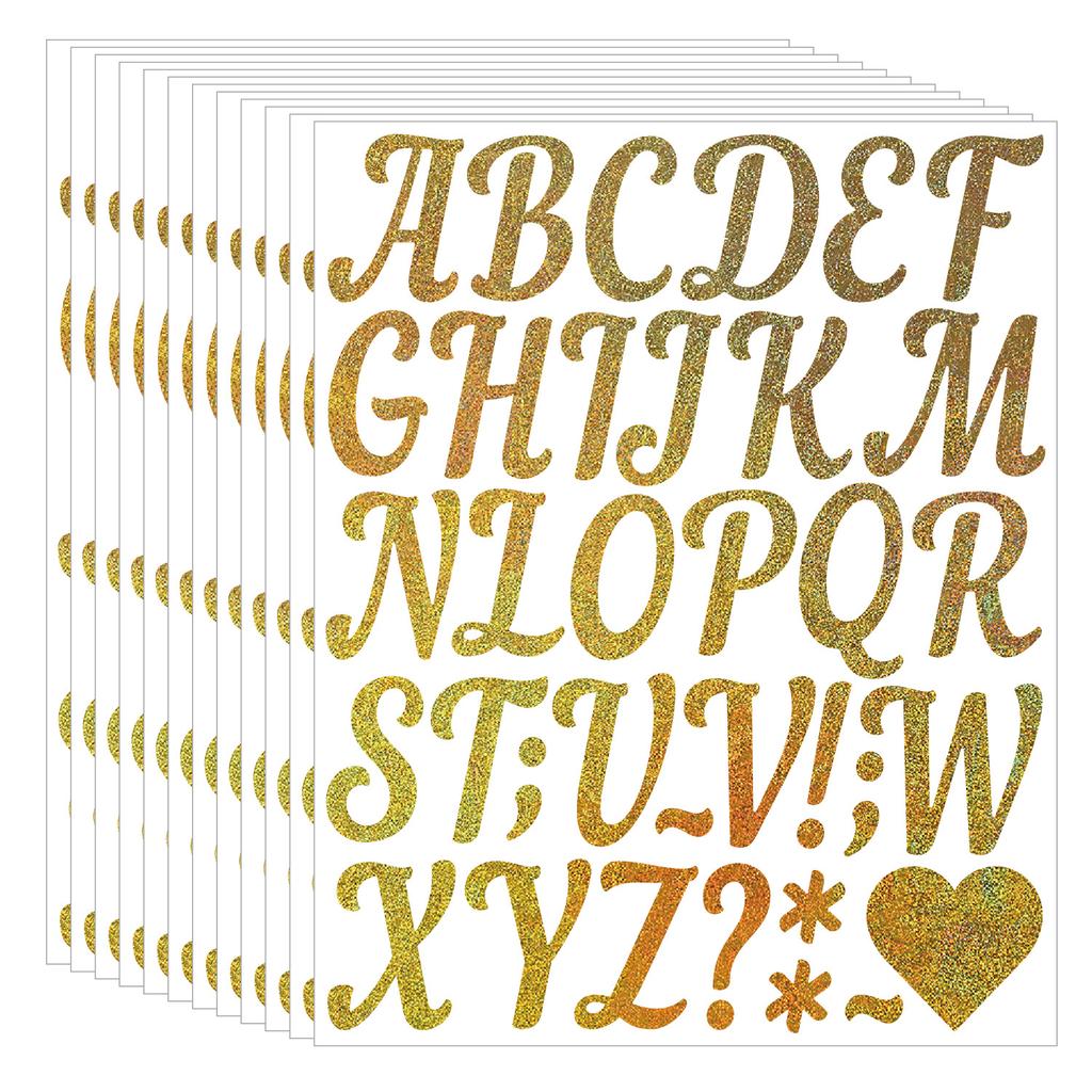 2-inch Golden Sand Letter Sticker Shiny Multicolor Holiday Graduation Party Gift DIY Wedding Arrangement Letter Sticker