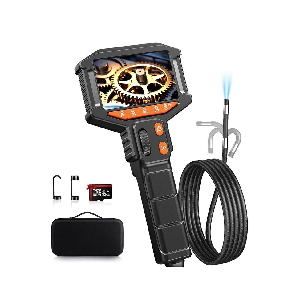 

Two-Way Articulating Borescope Camera with Light: Industrial Endoscope Inspection Snake Camera - Flexible Bore Scope Cam with 0.33in Articulated Prob