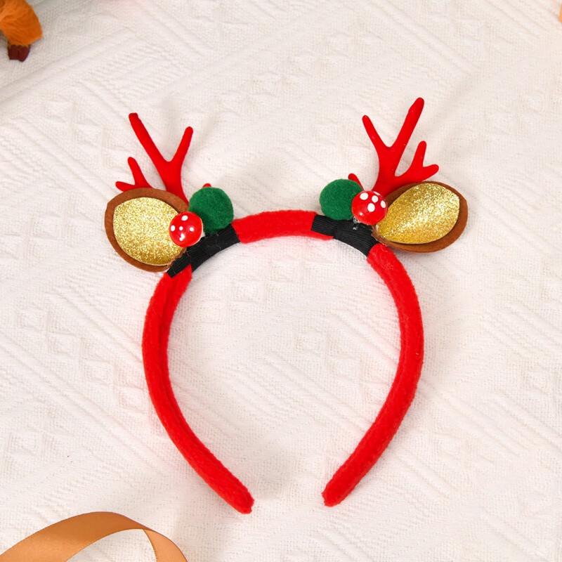 Christmas Plush Reindeer Antler Hair Clip Set