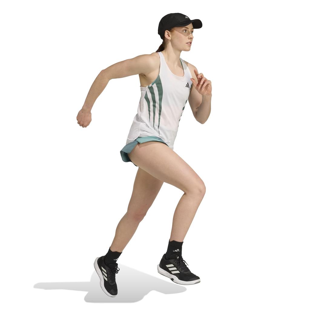 Adidas Running Tank Top adizero SGL Women's KQZ57 White/Pre-rubbed Teal (JZ8034) Size 2L