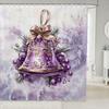 Pink Christmas Bathroom Curtain Cute Kawaii Bowknot Bell Shower Curtain Holiday Wreath Princess Style Bathroom Accessories For