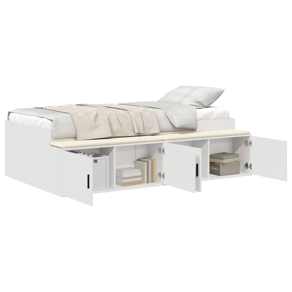 Bed Frame with Drawers White 90 x 200 cm Particleboard