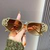 2026 New Double Beam Glasses Butterfly Decorative Design Sunglasses Women's Diamond-encrusted Polygonal Metal Sunglasses