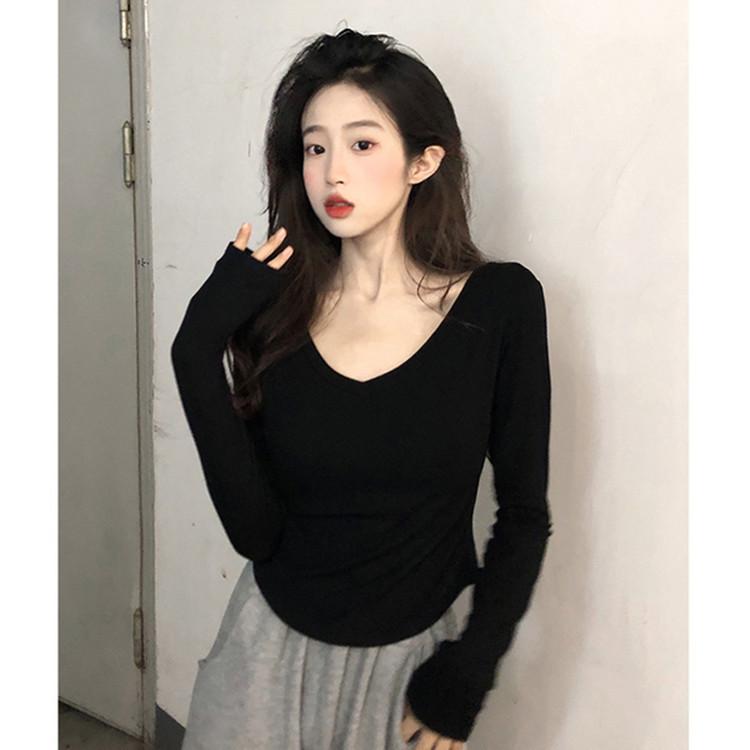 

Белая футболка с длинным рукавом и V-образным вырезом для женщин. Летнее нижнее белье. Сексуальный облегающий дизайн. Нишевый топ с коротким рукавом и открытыми плечами. XL чёрный