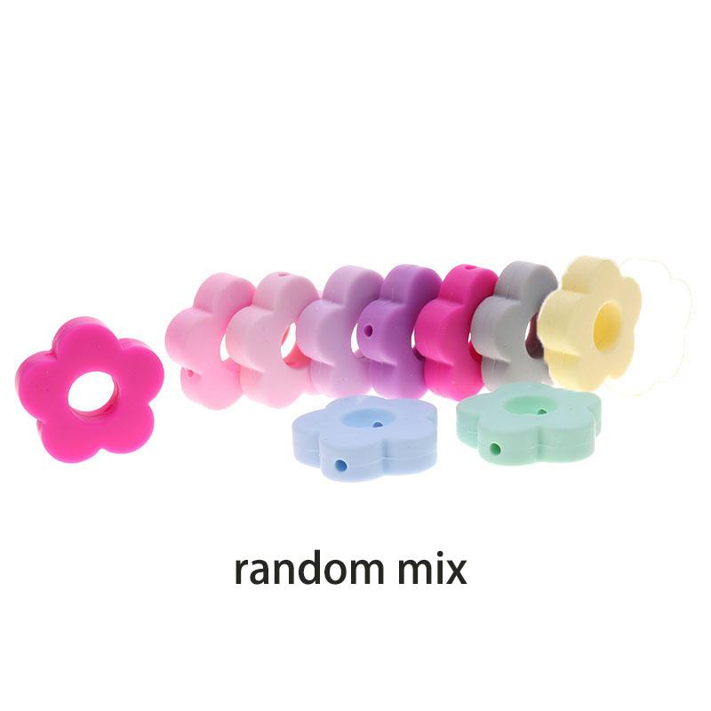 10pcs Flower Beads Baby Silicone Beads Silicone Flower Beads Teething Charm Teether Baby Chewing Necklace Chewable BPA Free Gift CLE