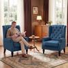 Lounge Chair, Upholstered Armchair, Wooden Legs, 74 x 86 x 102 cm, Blue