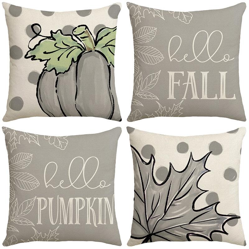 New Style Pillow Case for Home Living Room Bedroom Sofa Decoration Printed Letter Pillow Case Pumpkin Maple Leaf Element