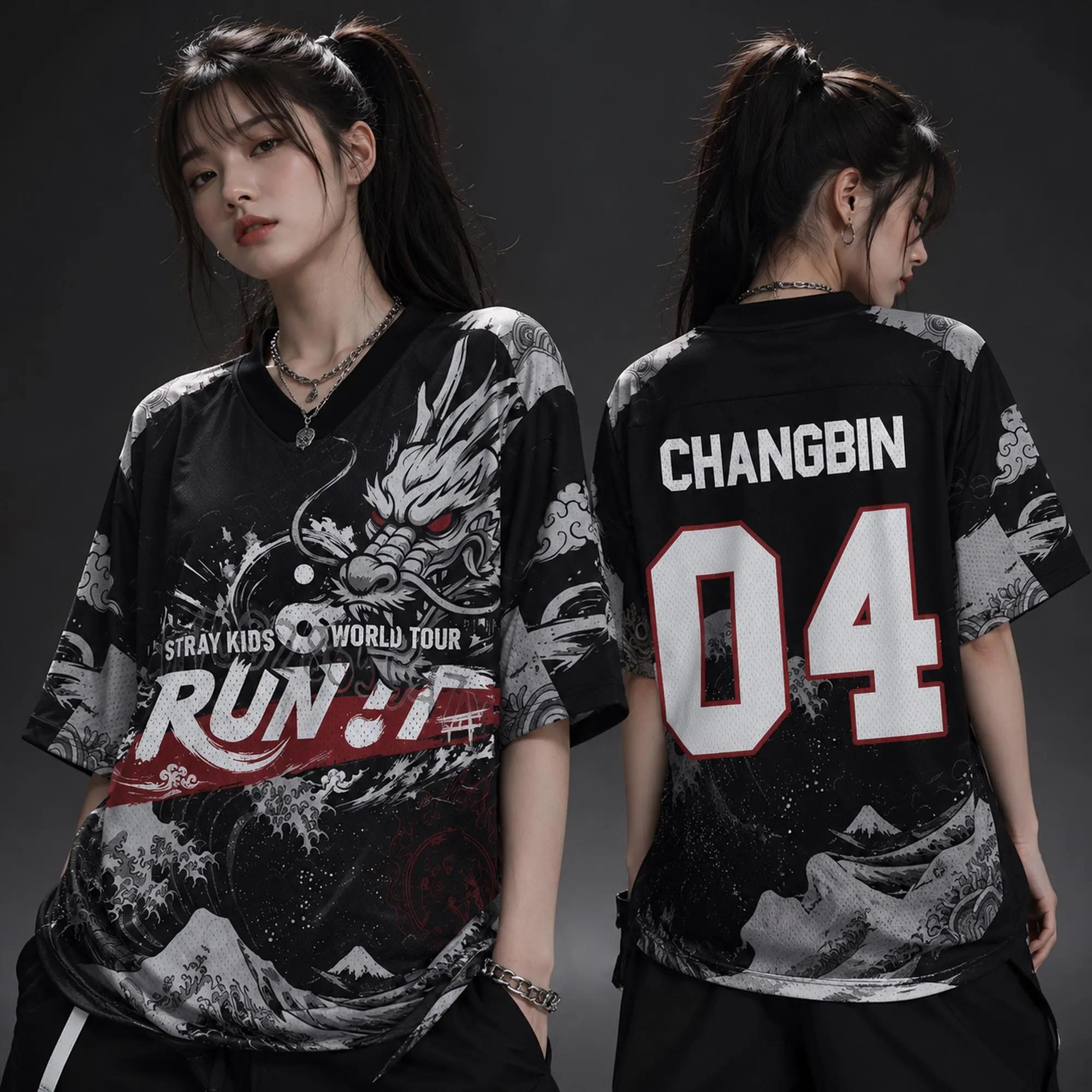2026 Kpop Stray Run It Welttournee Trikot T-Shirt Herren Damen Sommer Sport T-Shirt Atmungsaktiv Schnelltrocknend Kleidung Fan Geschenke L gray