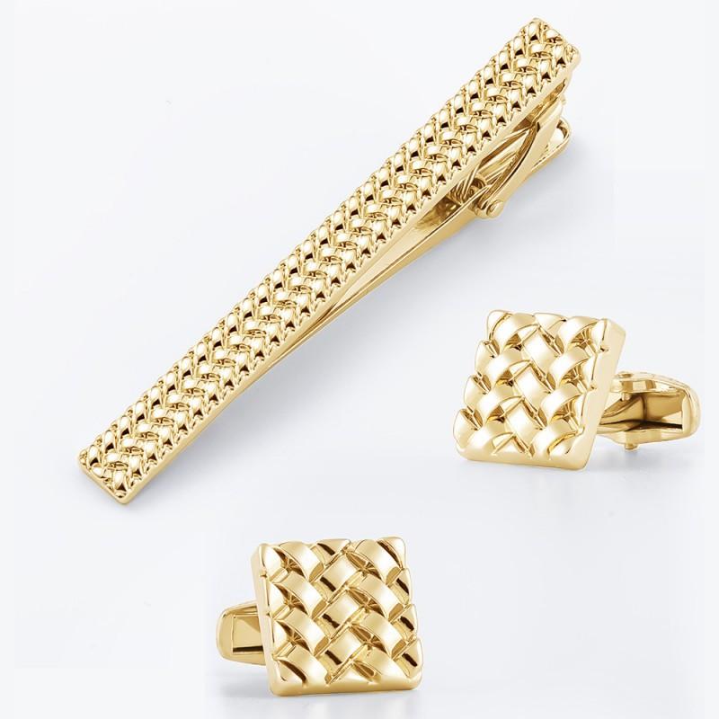 

Collar Pattern Clip Cufflinks Combination Men s Business Set STXC-0003 золотистый