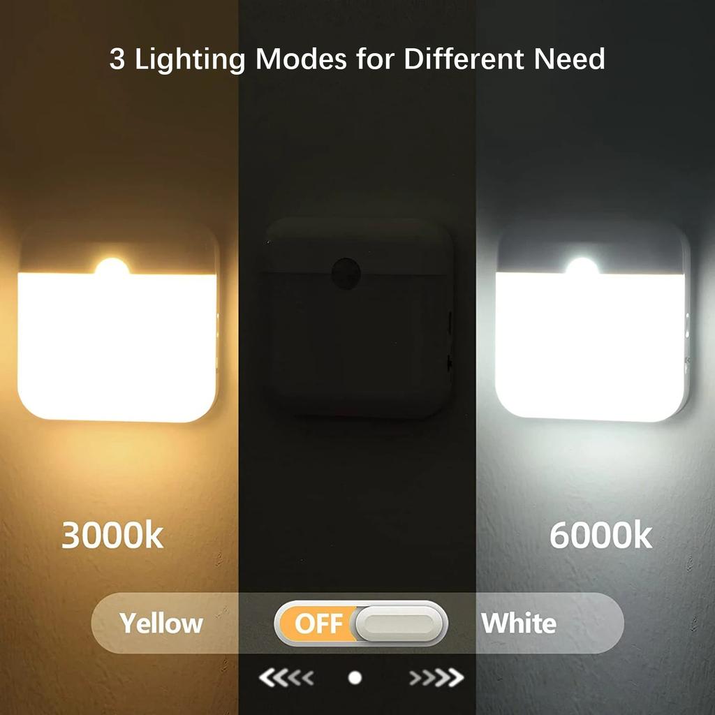 1PC LED Luce notturna, Sensore di movimento umano Lampada USB C Luce per armadio ricaricabile, Lampada da parete a LED wireless per scale Armadio Cucina Letto