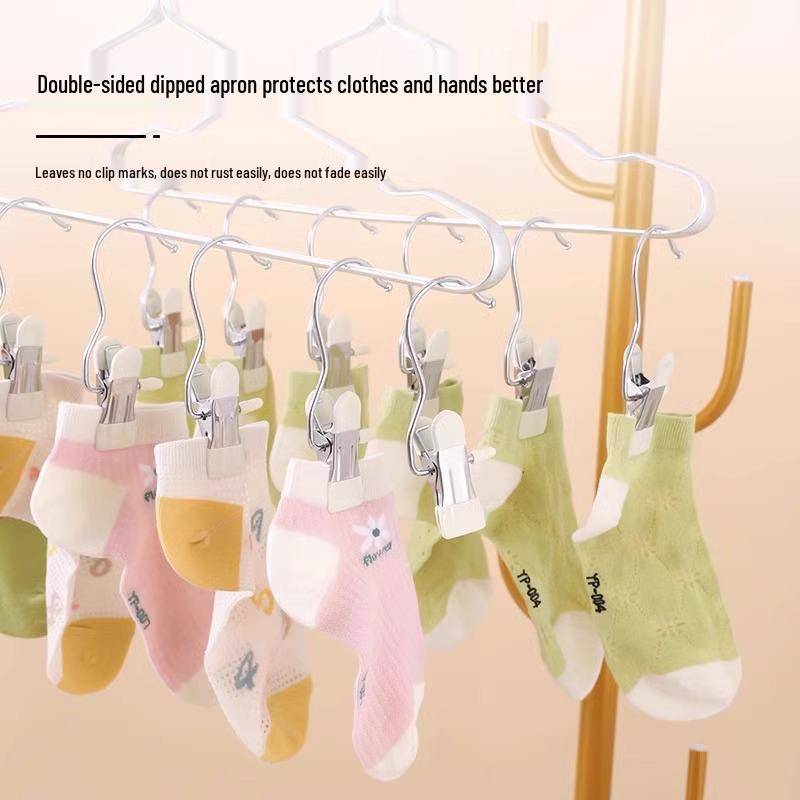 Portable Multifunctional Stainless Steel Clip with Hook - No Mark Trousers, Skirt, and Clothes Peg