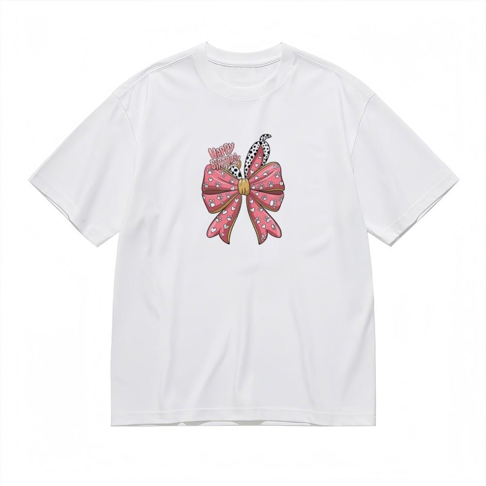 Men's Trend Cute Breathable Classic T-Shirt Bow Birthday Graphic 100% Cotton Tee