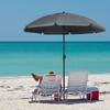 Tilted Beach Umbrella UV 50+ Protection With 8 Fiberglass Ribs Diameter 180 Cm Dark Gray