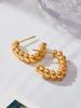 Qiong Yao French-Style C-Shaped Cable Knit Hoop Earrings - Versatile European and American INS Style Ear Jewelry for Women.