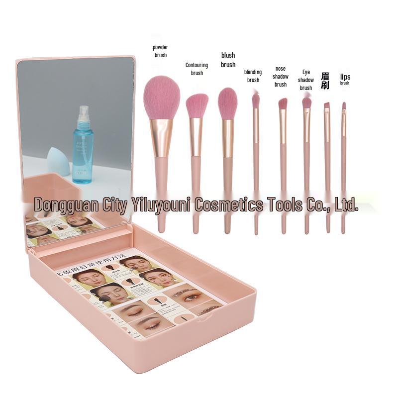 8/12-Piece Pink Makeup Brush Set for Beginners: Includes Soft Bristle Powder, Eyeshadow, and Angled Eyeliner Brushes.