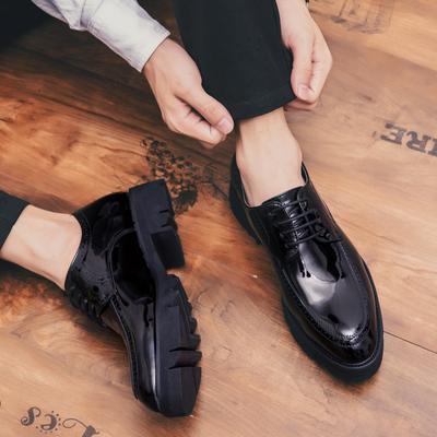 Korean Men Fashionable Pointed Lace Up Casual and Comfortable Leather Shoes Classic Black Men Thick Soled Anti Slip Oxford Shoes