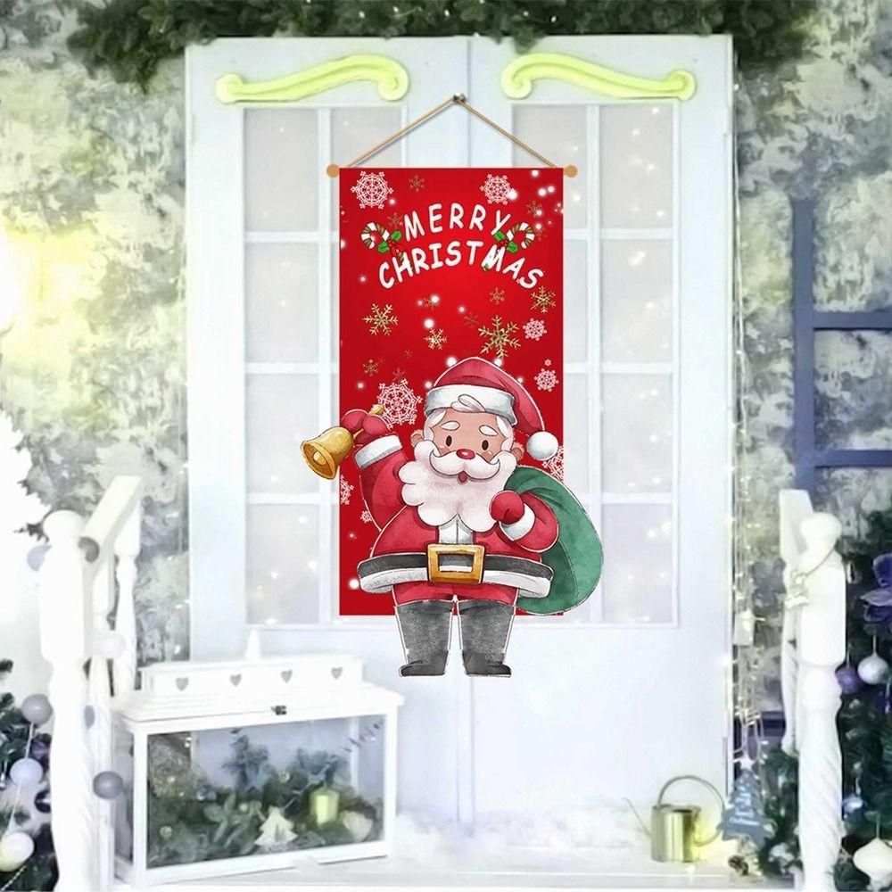 

Door Hanging Christmas Door Banner Holiday Props Fabric Flag Cute Window Sign Banners Christmas Style 3
