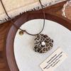 Comfortable Clavicle Chain Lightweight Flower Pendant Necklace Brown Leopard Print Fashion Neck Decoration