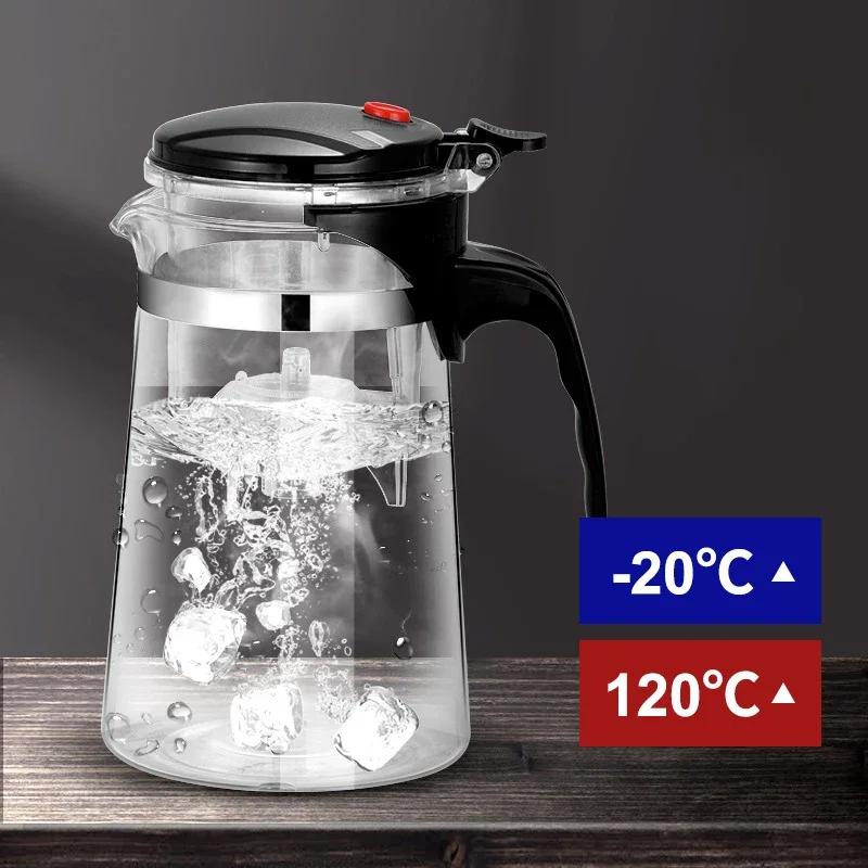 Glass Teapot Heat Resistant One-click Filtering Tea Pot High Borosilicate Puer Kettle Tea Water Separation Filter Home Teaware