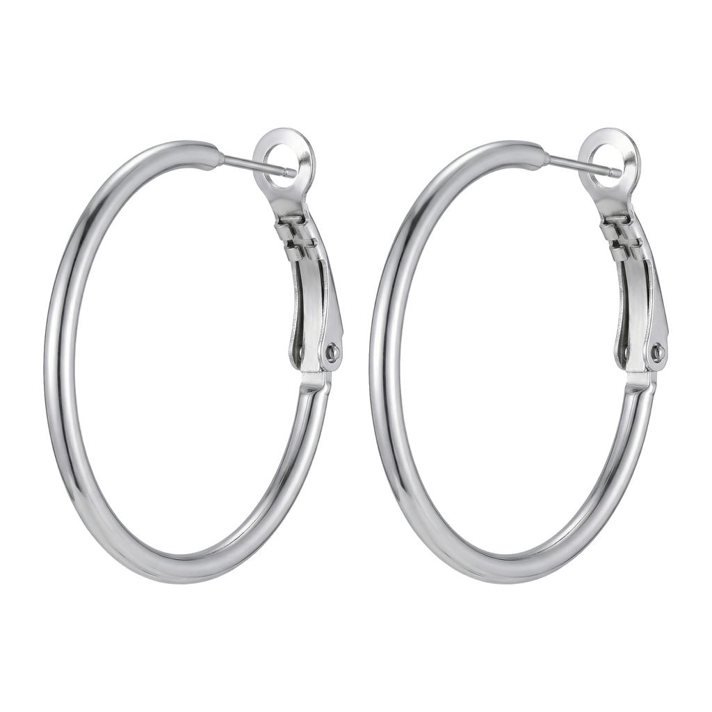 Simple Trendy 18K Gold Plated Hoop Earrings for Women Stainless Steel Large Circle Earrings Classic Piercing Jewelry Gifts
