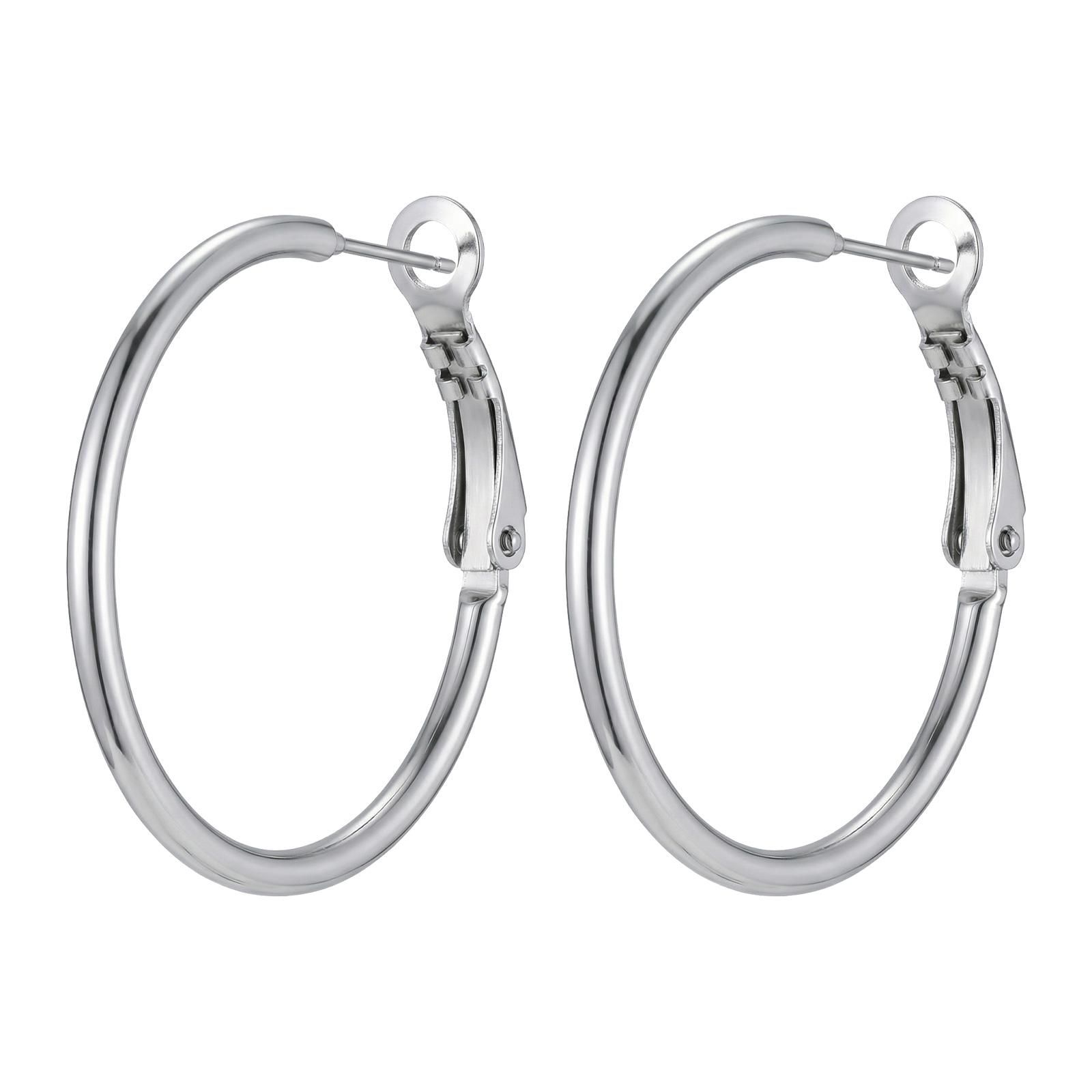 

Simple Trendy 18K Gold Plated Hoop Earrings for Women Stainless Steel Large Circle Earrings Classic Piercing Jewelry Gifts 25mm