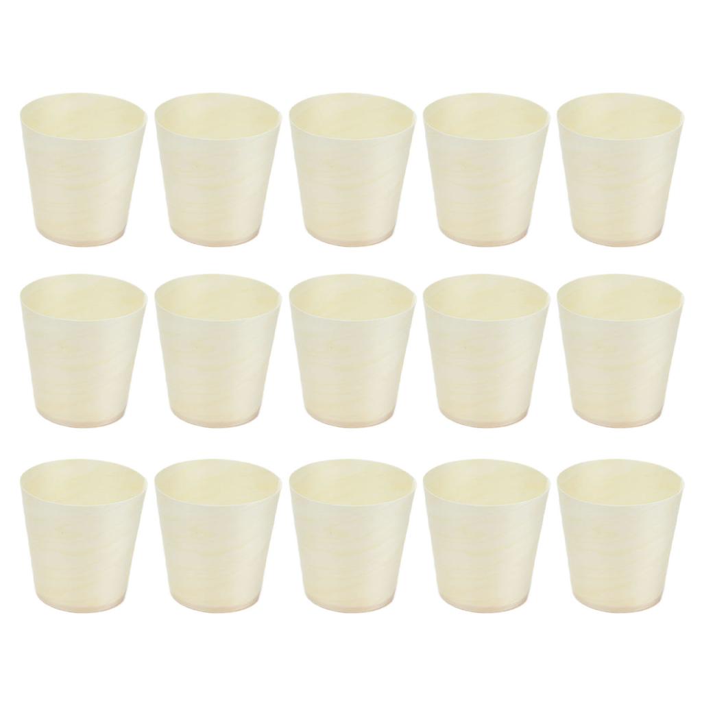 15Pcs Disposable Tasting Cup Wooden Decorated Lightweight Dessert Cup for Home Bars Restaurants