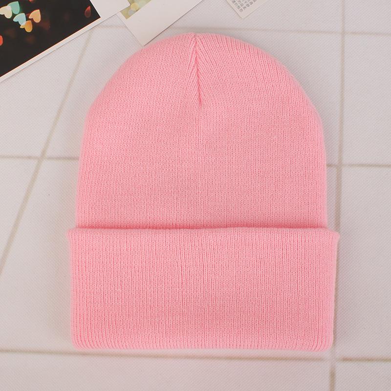 Unisex Fluorescent Acrylic Beanie – European and American Candy Color Knit Hat for Autumn and Winter