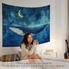 Whale Ocean Starry Night Tapestry, Blue Sea Wall Art For Kids Bedroom Nursery Dorm Home Decor