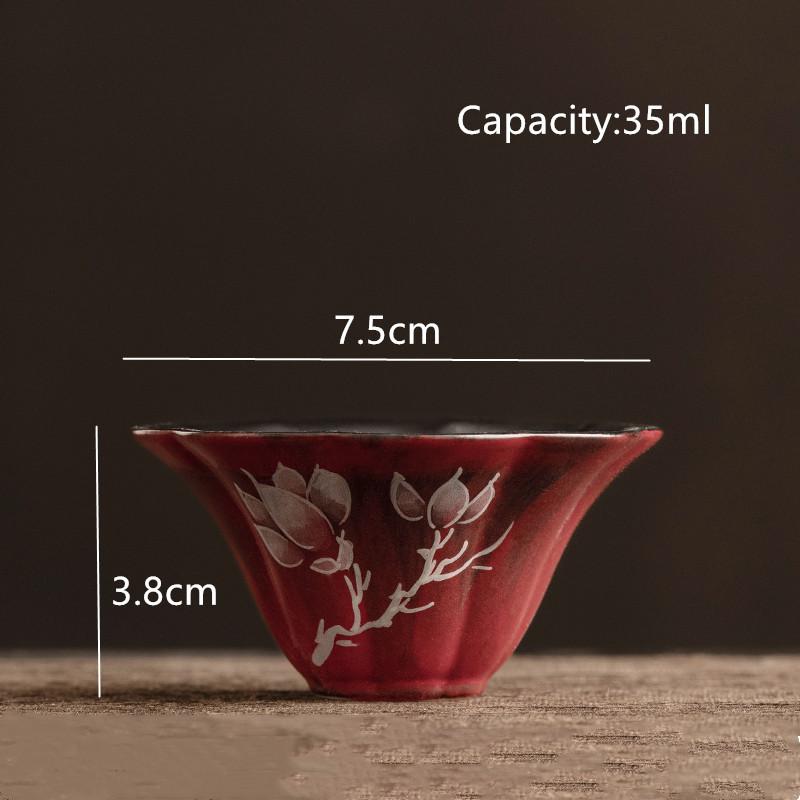 

1 Pc Chinese Vintage Ceramic Tea Cup Handmade Flowers Tea Bowl Travel Personal Master Teacup Household Teaware Accessories Teacup