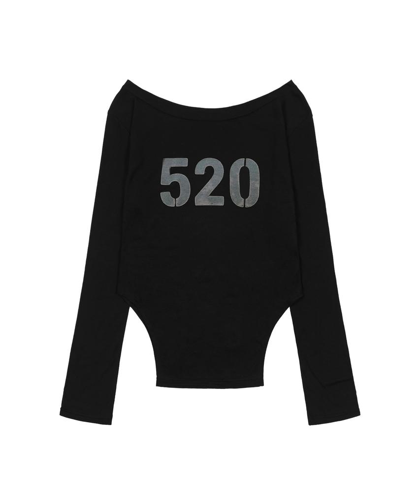 FANCY CLUB 520 Boat Neck Sheer Long Sleeve (Black) F26Qb047