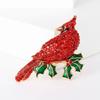Enamel  Northern Cardinal Pin for Women Rhinestone Red Bird Animal Brooches Event Funny Luxury Gifts New Year Friends Decoration