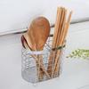 Metal Stainless Steel Chopsticks Cage Rectangular Internal Compartment Tableware Tube Draining No Drilling Cutlery Holder