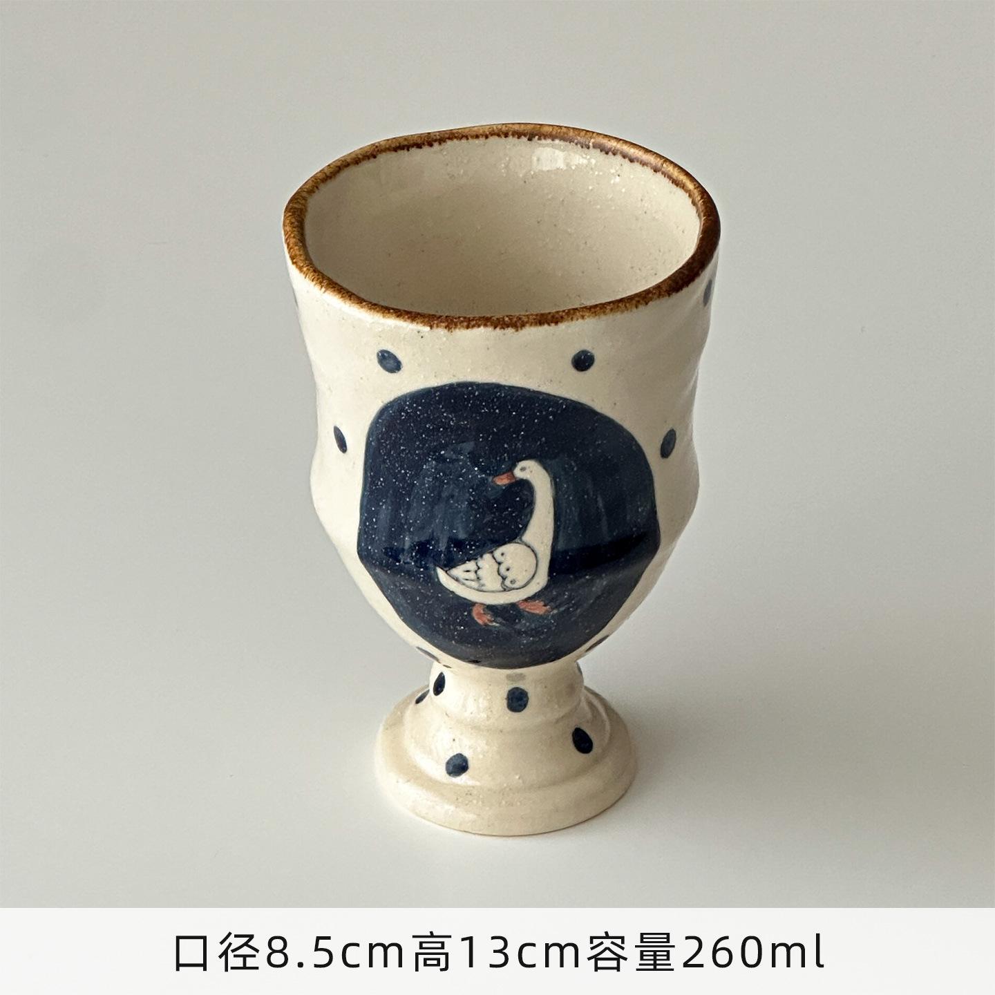 

Retro Hand-painted Sky-themed Goose Cup, Plate, Coarse Pottery Tableware, Underglaze Painted Dessert Cake Salad Plates Water Mug